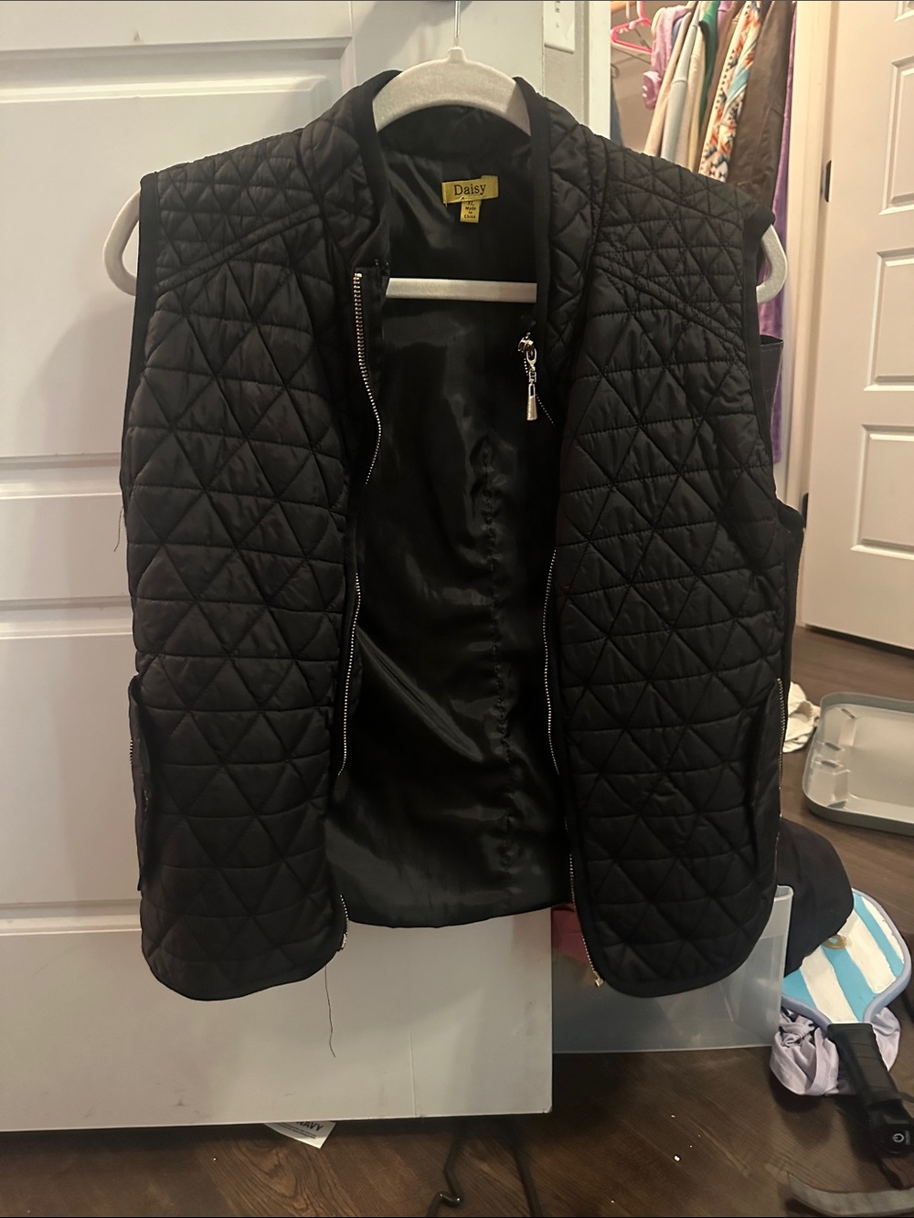 Exquisite black vest with gold , very stylish keeps you warm for those cold days